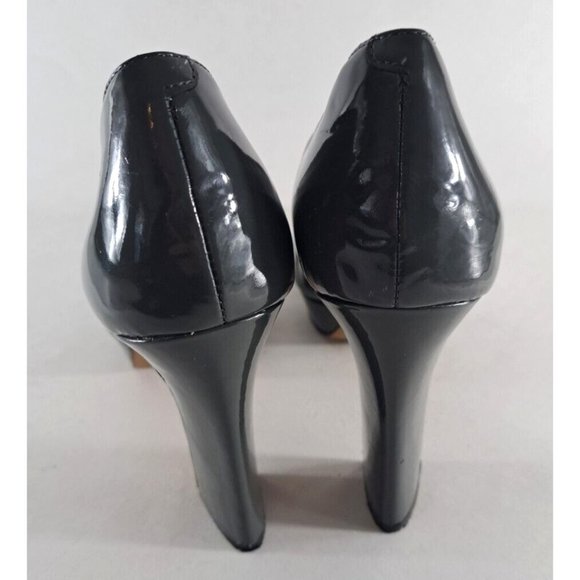 Womens Kenneth Cole Shop It 5" Heels Gray Pewter Chunky Peep Toe Bows Leather 10 - Picture 6 of 8